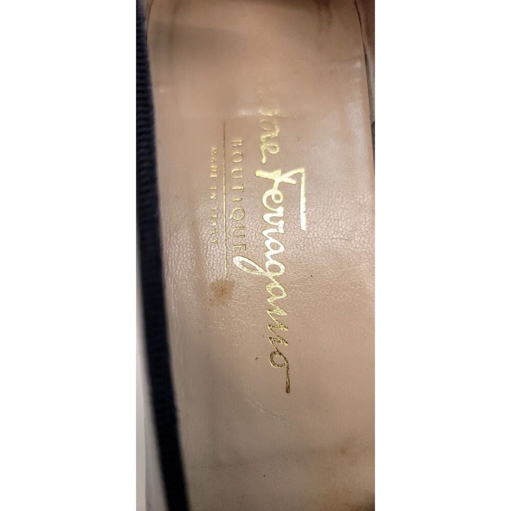 Salvatore Ferragamo Vara Black Patent Bow Loafers Flats Womens 7.5A Vintage 80s - Picture 8 of 10